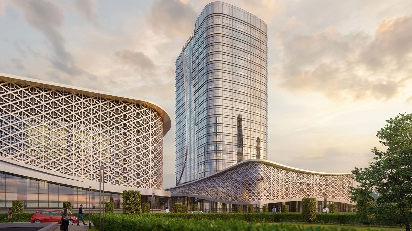 Деловой комплекс Tashkent City на закате